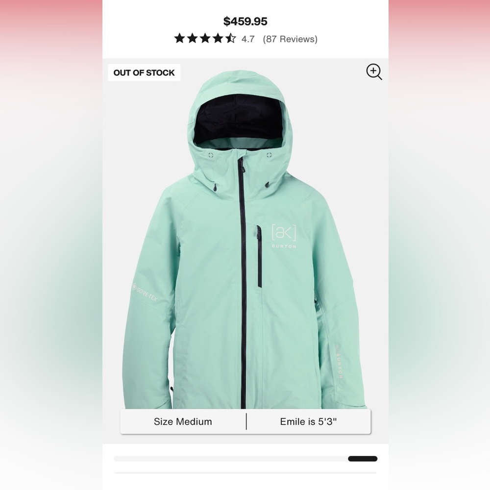 Women's Burton [ak]® Upshift GORE-TEX 2L Jacket in Powder Mint - Picture 5 of 16